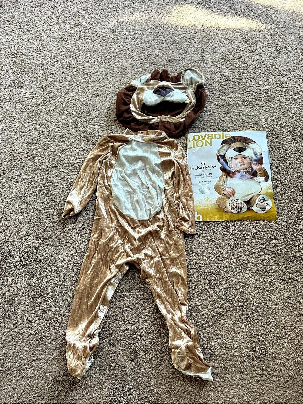 inCharacter Lovable Lion Baby Costume with Lion head and footed onesie (18mos-2T